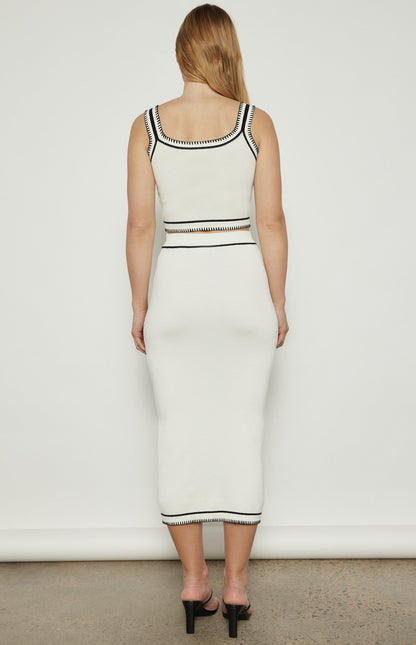 Contrast Stitch Detail Knit Top and Skirt Set