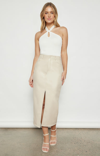 Halter Neck Knit Top with Key-Hole Detail