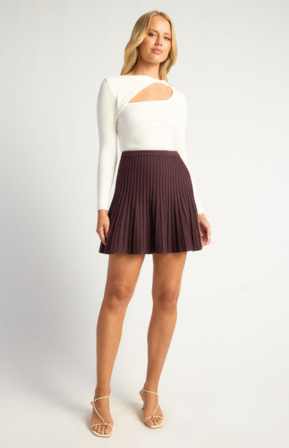 Textured A-Line Knit Mini Skirt