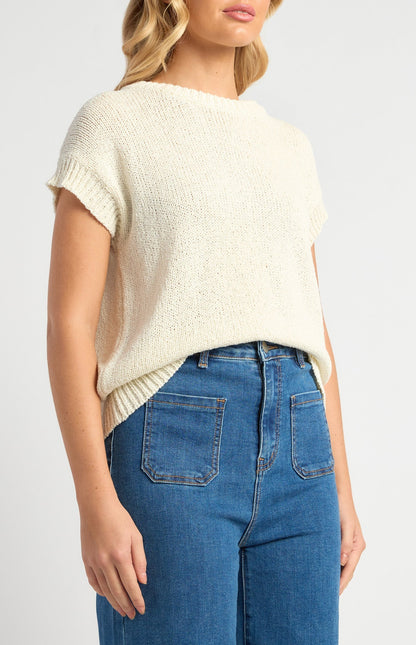 Crochet Cap Sleeves Relaxed Knit Top