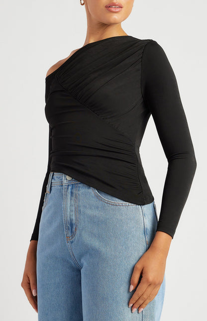 Ruched Line Detail Dressy Jersey Top