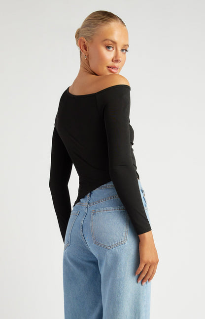 Ruched Line Detail Dressy Jersey Top