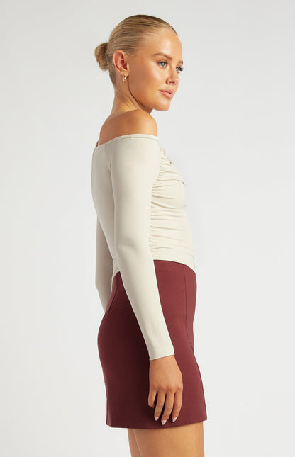 Ruched Line Detail Dressy Jersey Top